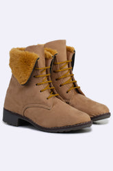Beige Block Solid Regular Boots